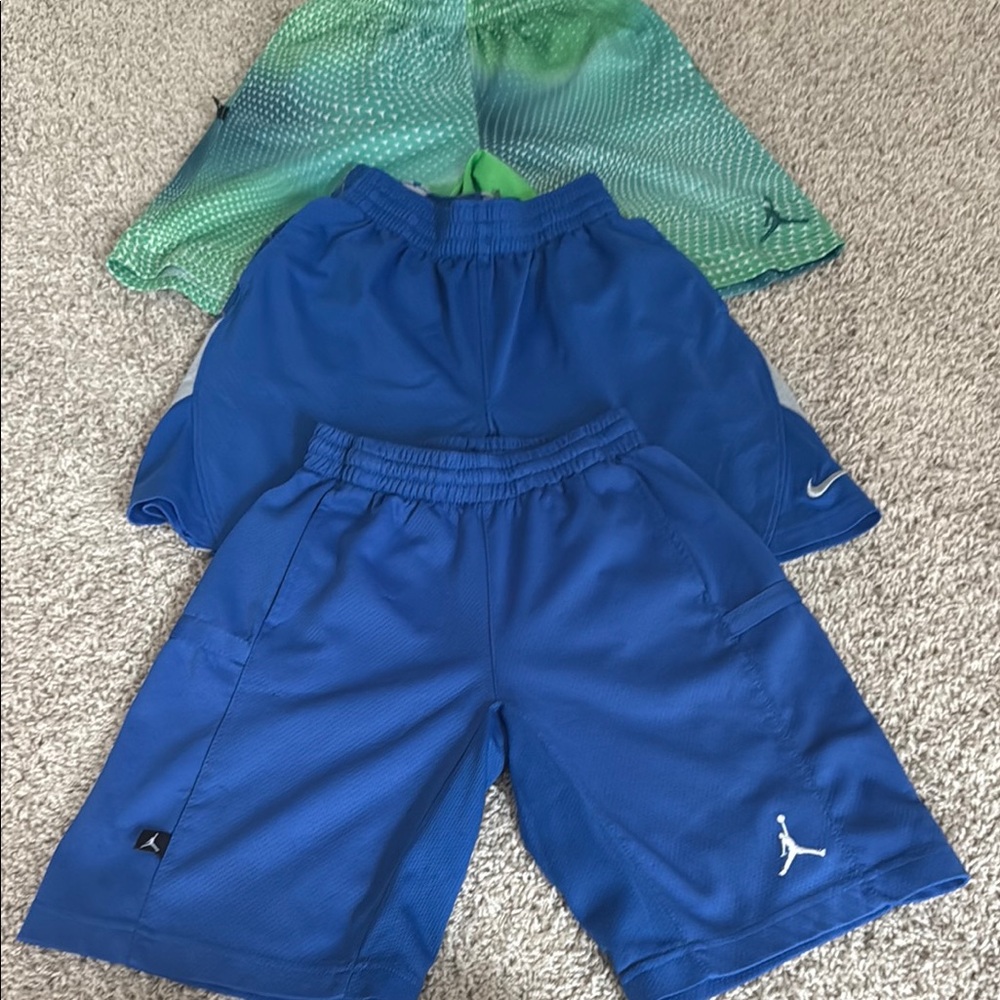 Nike and Jordan Athletic Shorts Blue and Green Lightweight Comfort